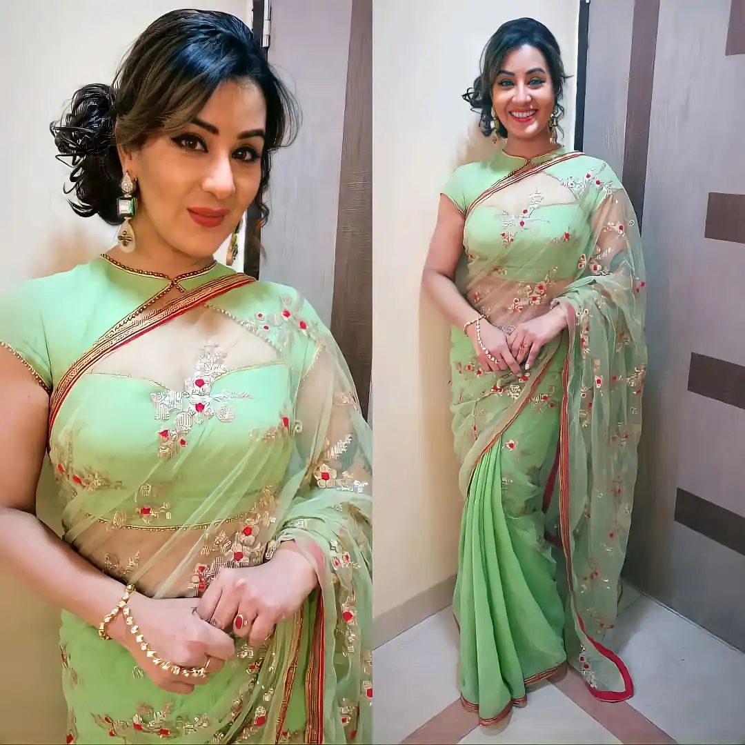 Shilpa Shinde in green saree